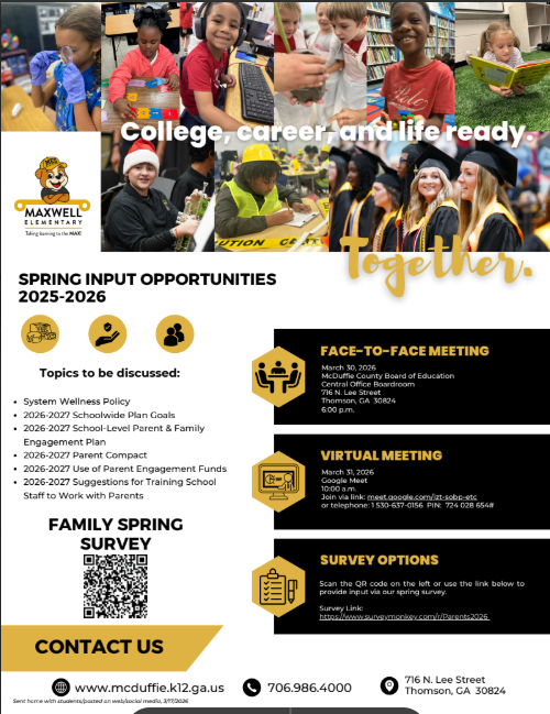 Title 1 Spring meeting flyer