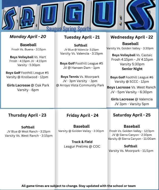 Sports This Week! April 20th
