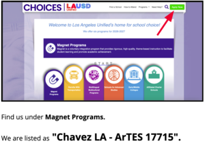 Screenshot of choices website landing page
