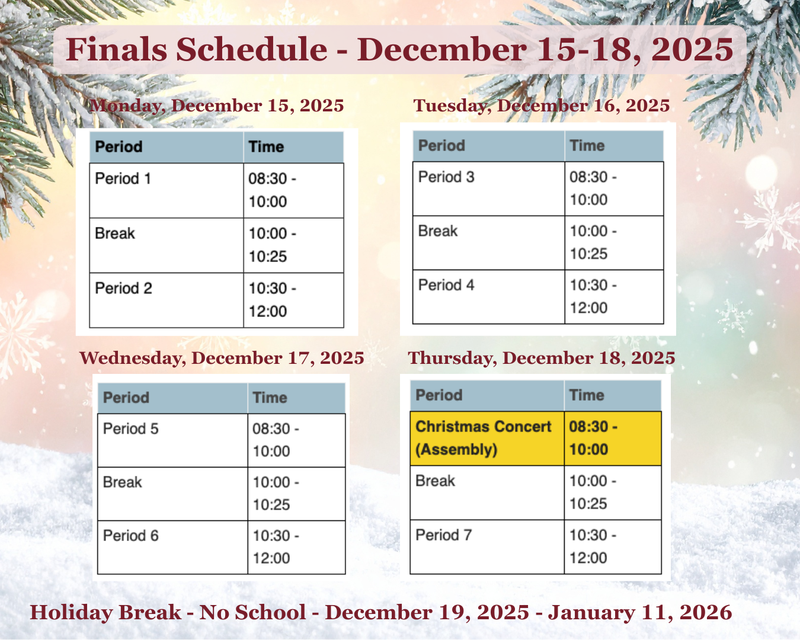 Finals Week Schedule