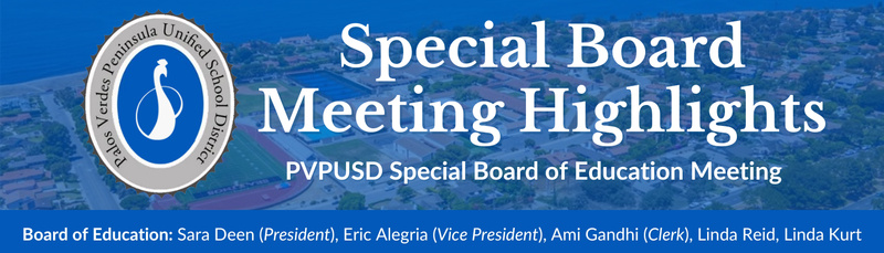 Banner for Special Board Meeting highlights