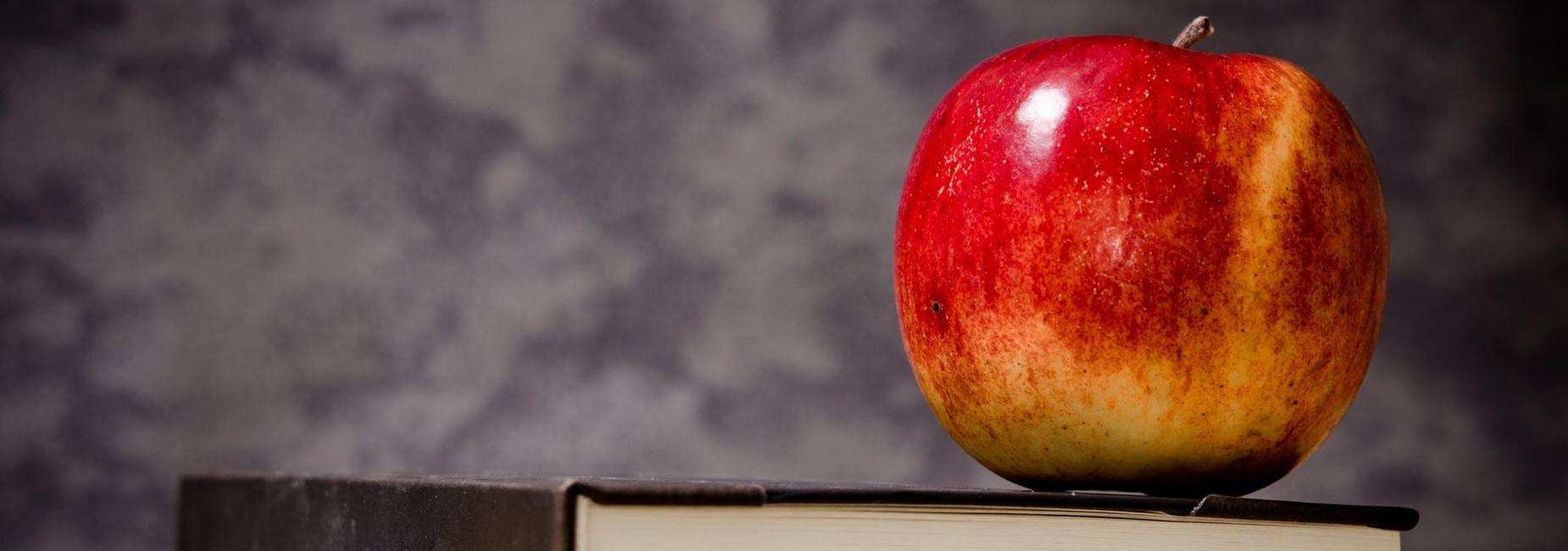Apple on top of book