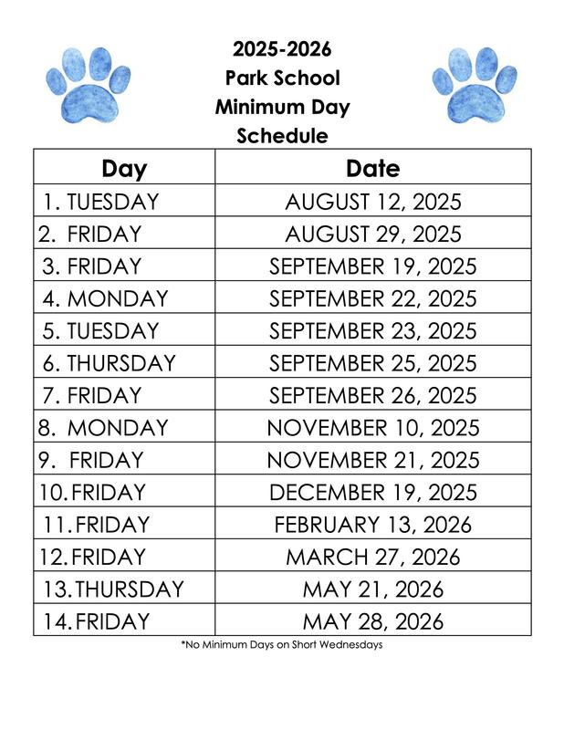 Minimum Day Schedule