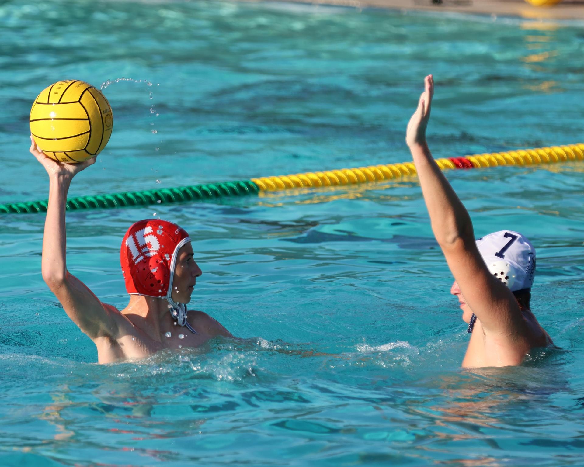 Boys playing water polo against Yosemite