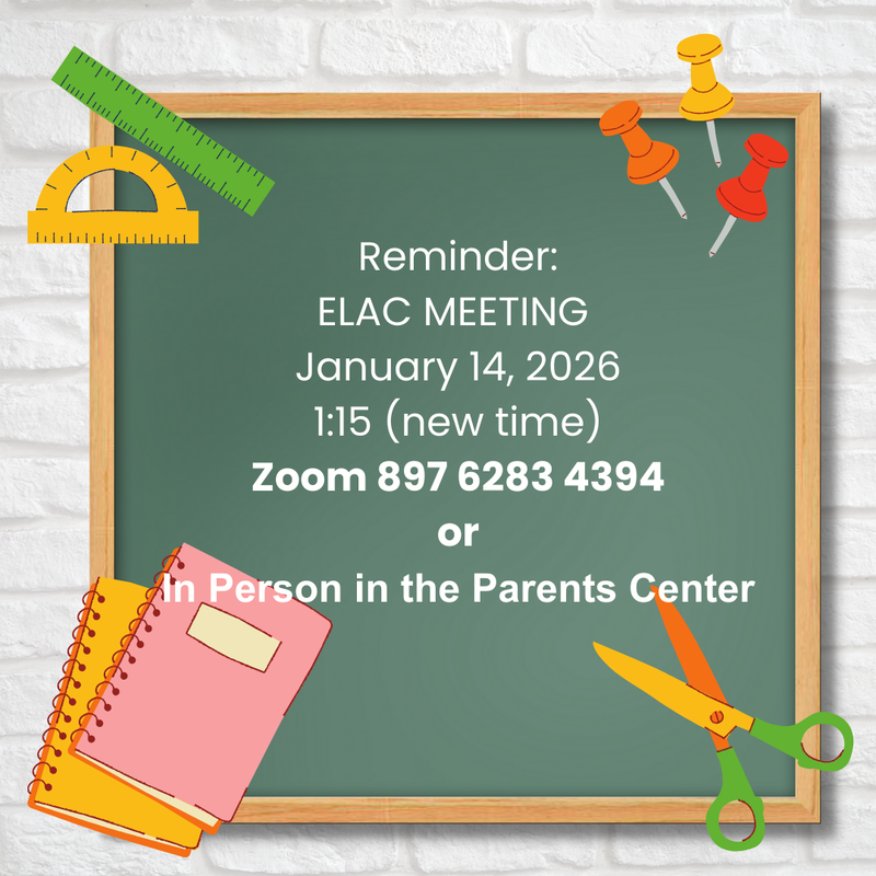 ELAC MEETING JANUARY 14, 2026