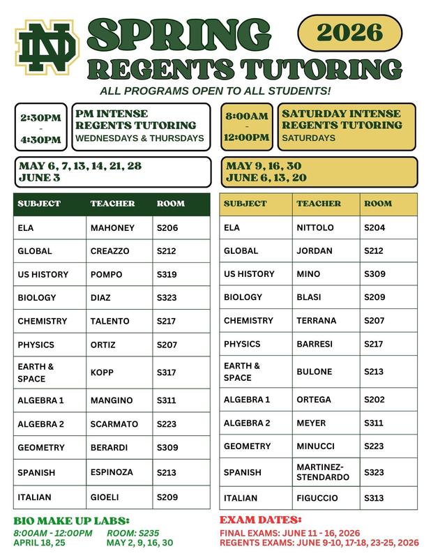 Spring Regents Tutoring