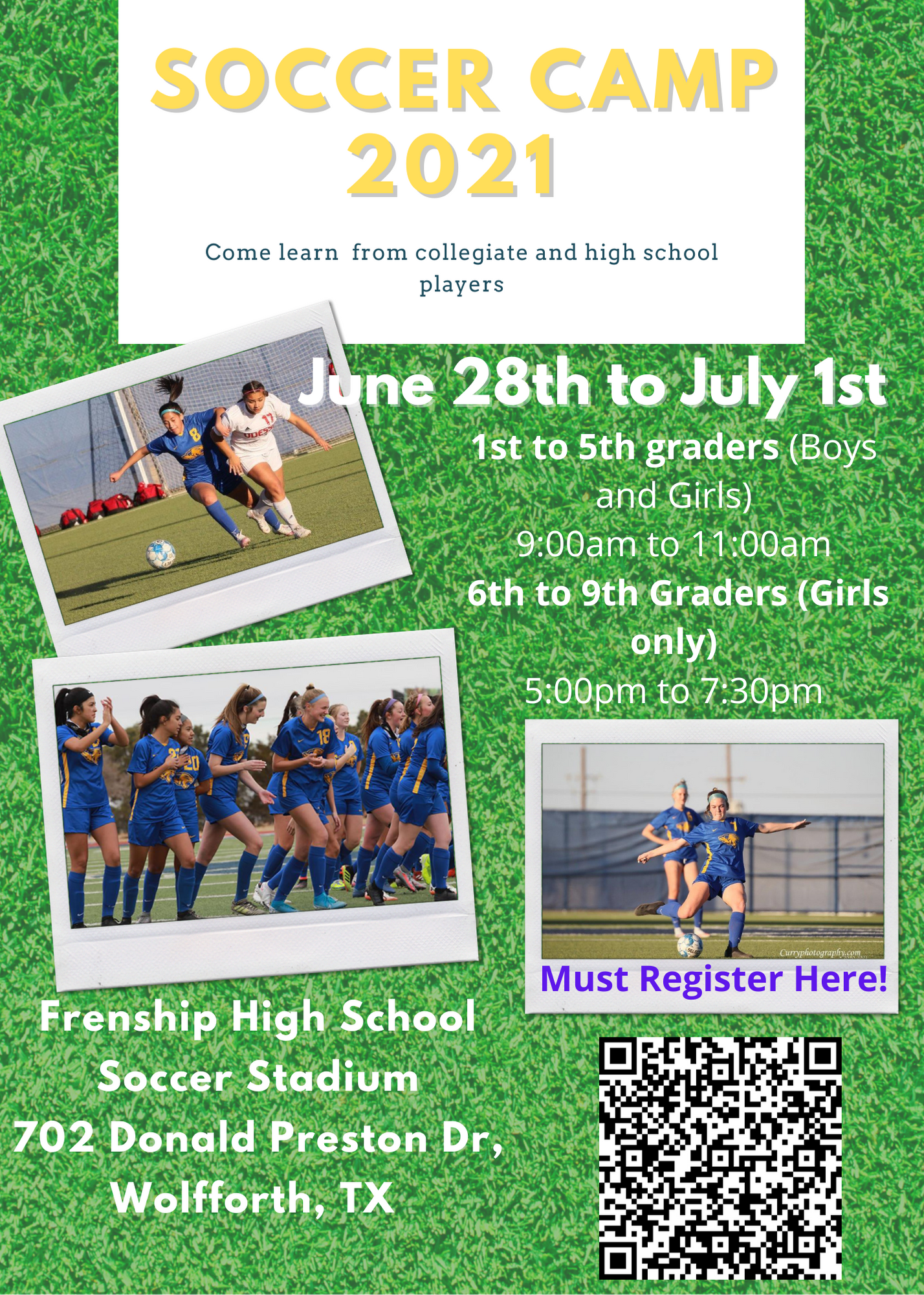 Summer Camp 2021 Soccer Girls Frenship High School