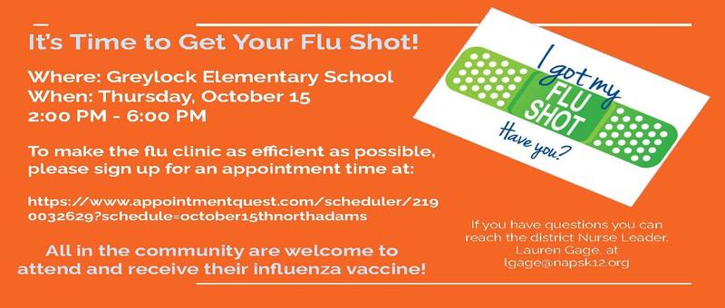 Flu Clinic to be held October 15th for all community members. Please schedule your appointment in advance. Featured Photo