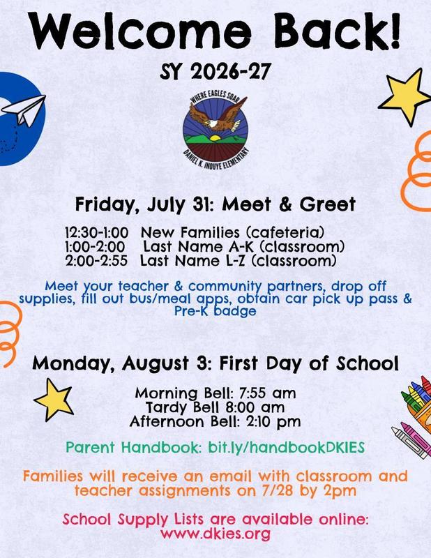 Back to school information 2026-2027