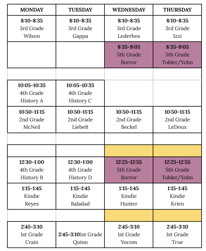 Library Schedule