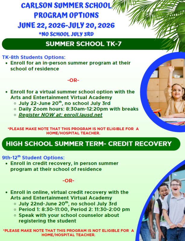 Carlson Summer School Program Options 2026