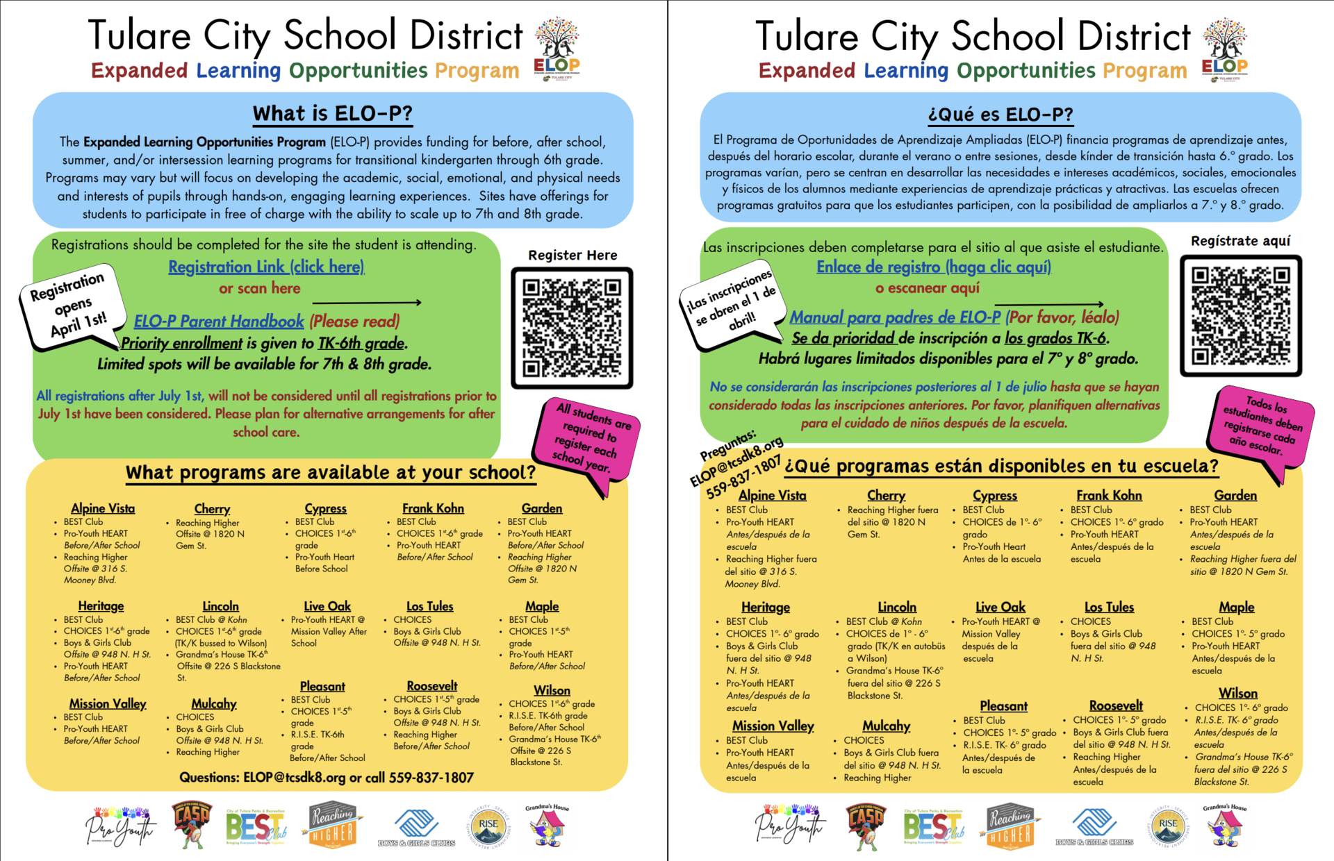 TCSD ELOP Opportunities Flyer