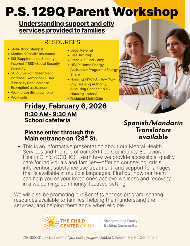 The Child Center of NY Parent Workshop english