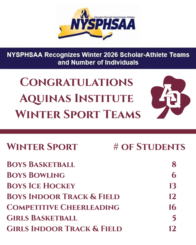 Aquinas Winter Teams Earn NYSPHSAA Scholar-Athlete Recognition Featured Photo