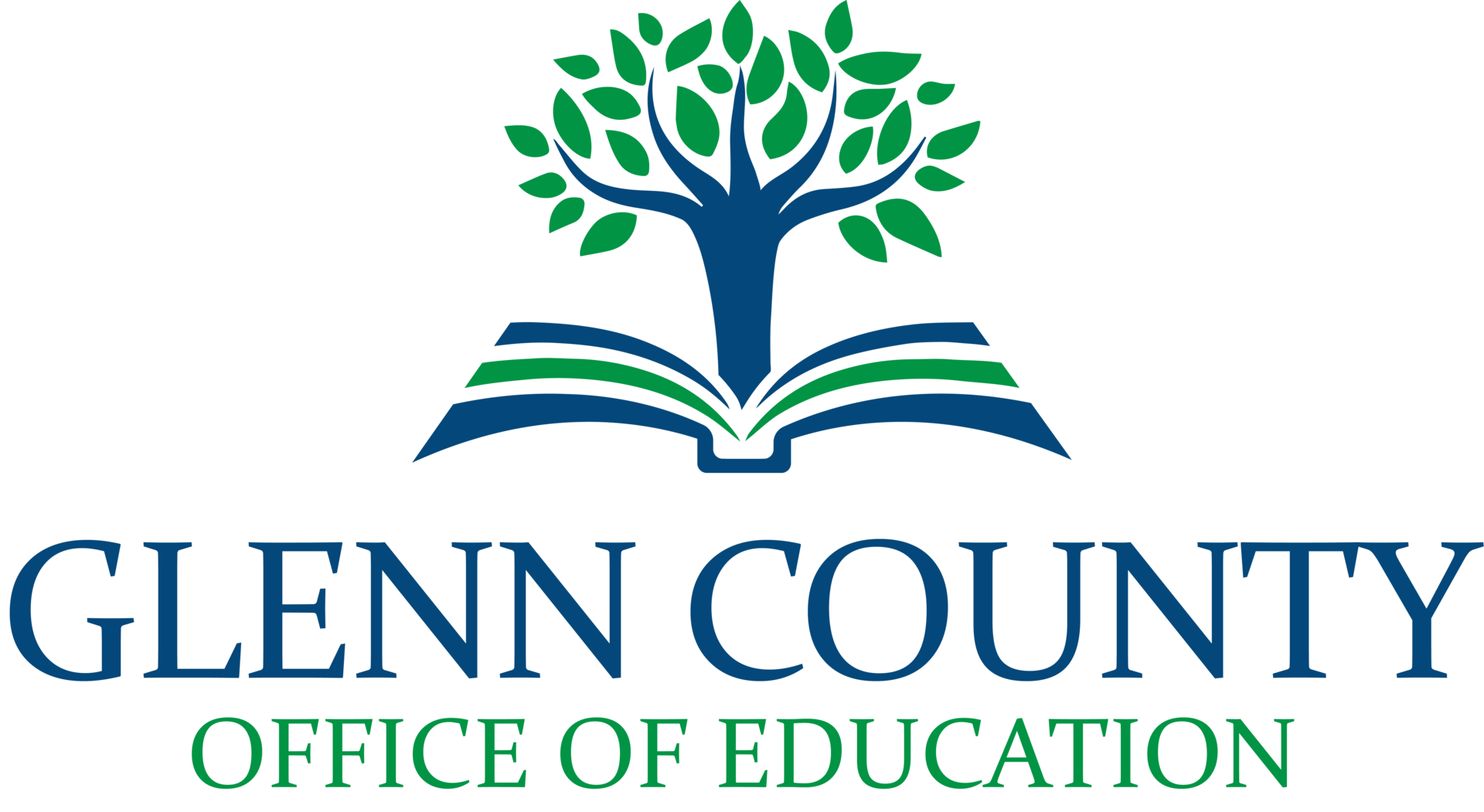 Logo of Glenn County Office of Education featuring a tree and open book.