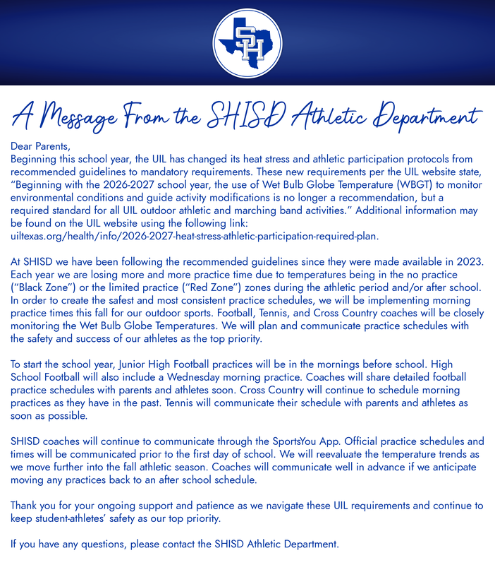 A Message from the SH Athletic Department