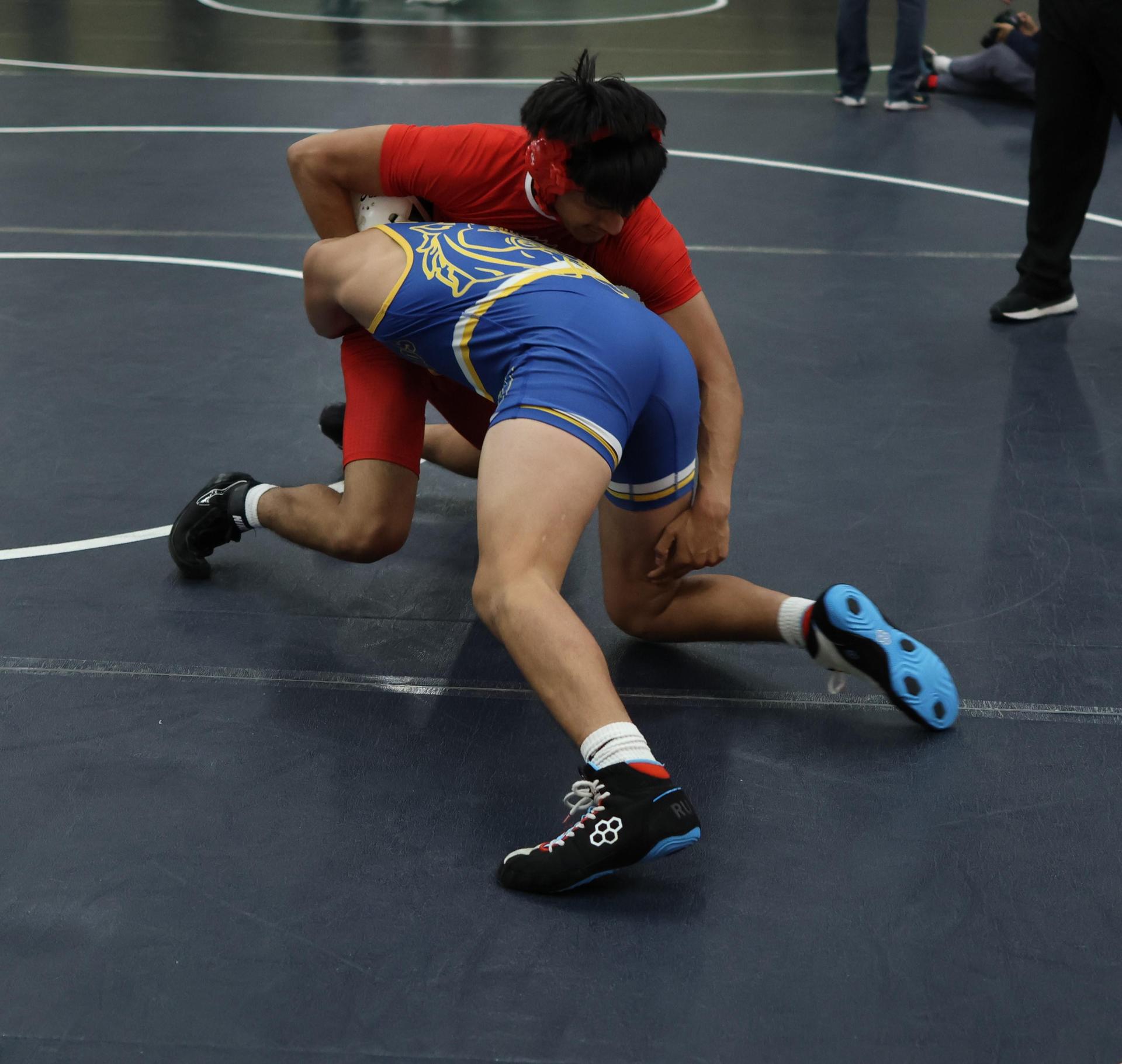 Boys wrestling in the Liberty Duals event 79