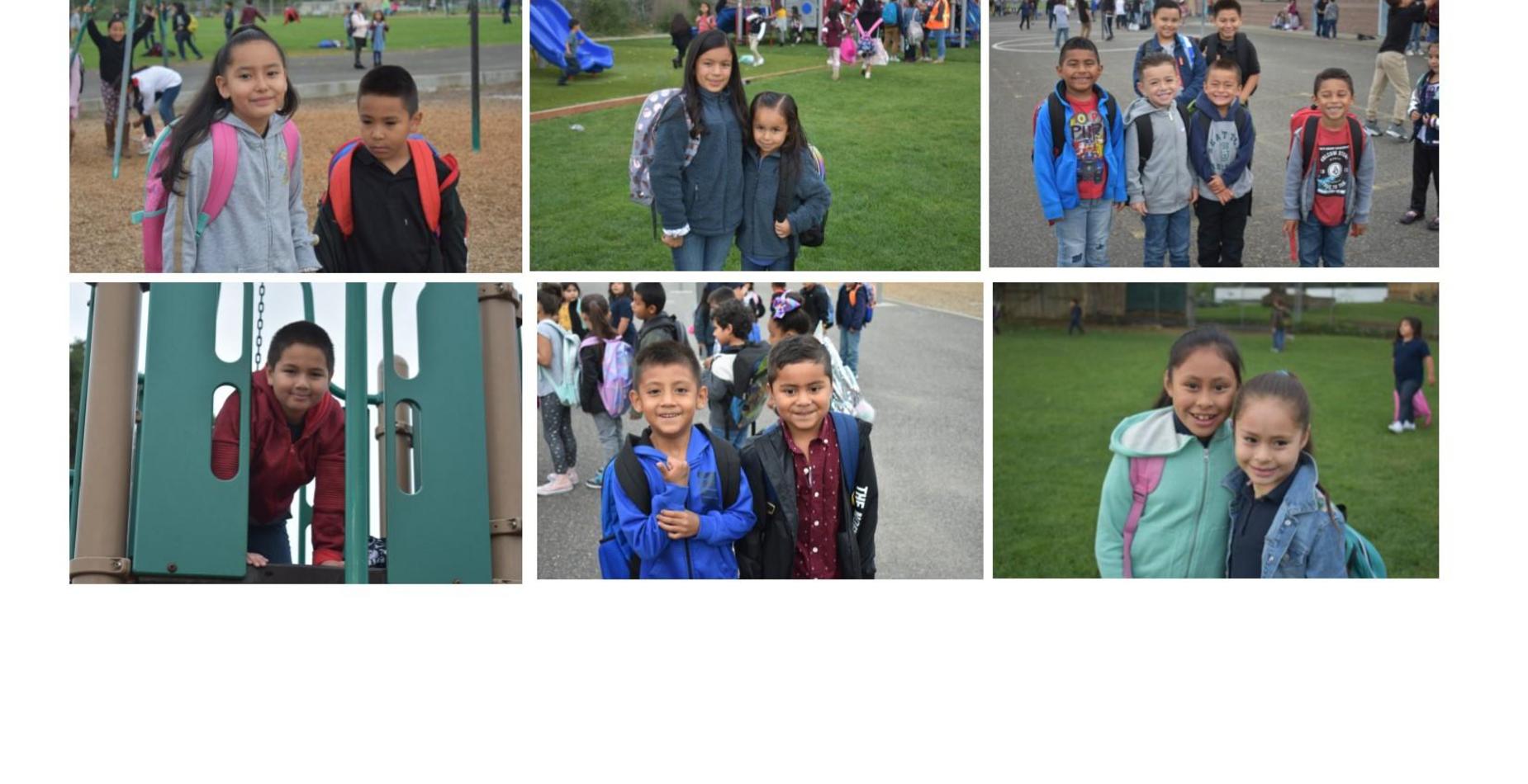6 pictures of smiling students on the playground waiting for the bell to ring! All smiling!