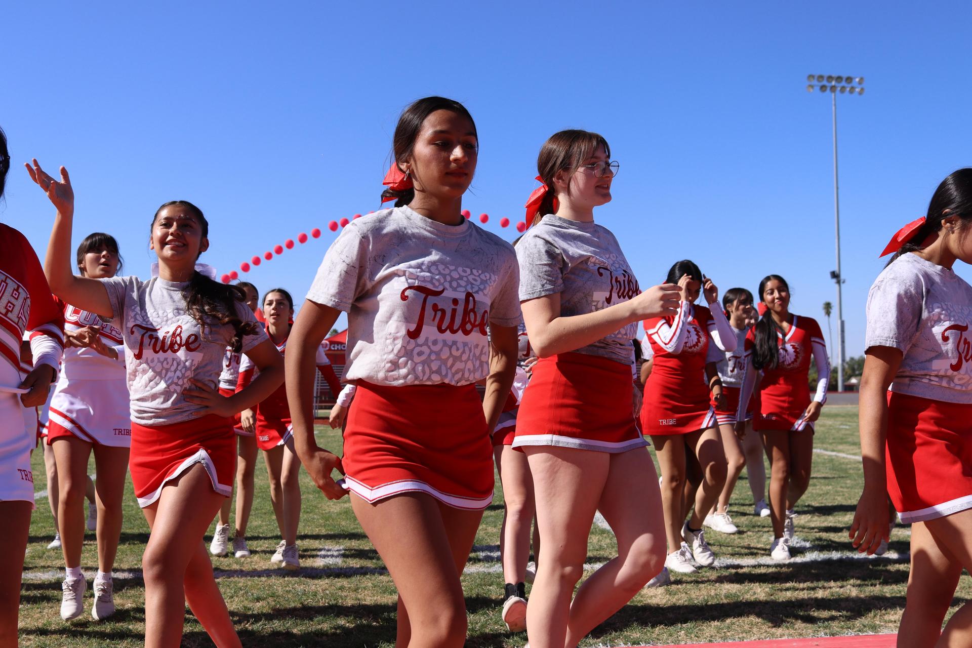 students and staff at the homecoming rally