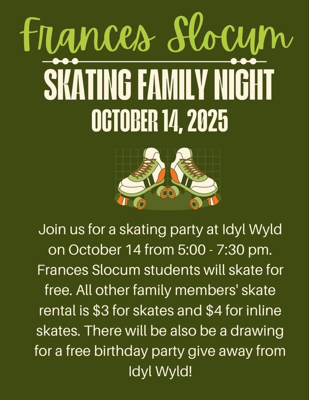 flier - Frances Slocum Elementary skating party October 2025