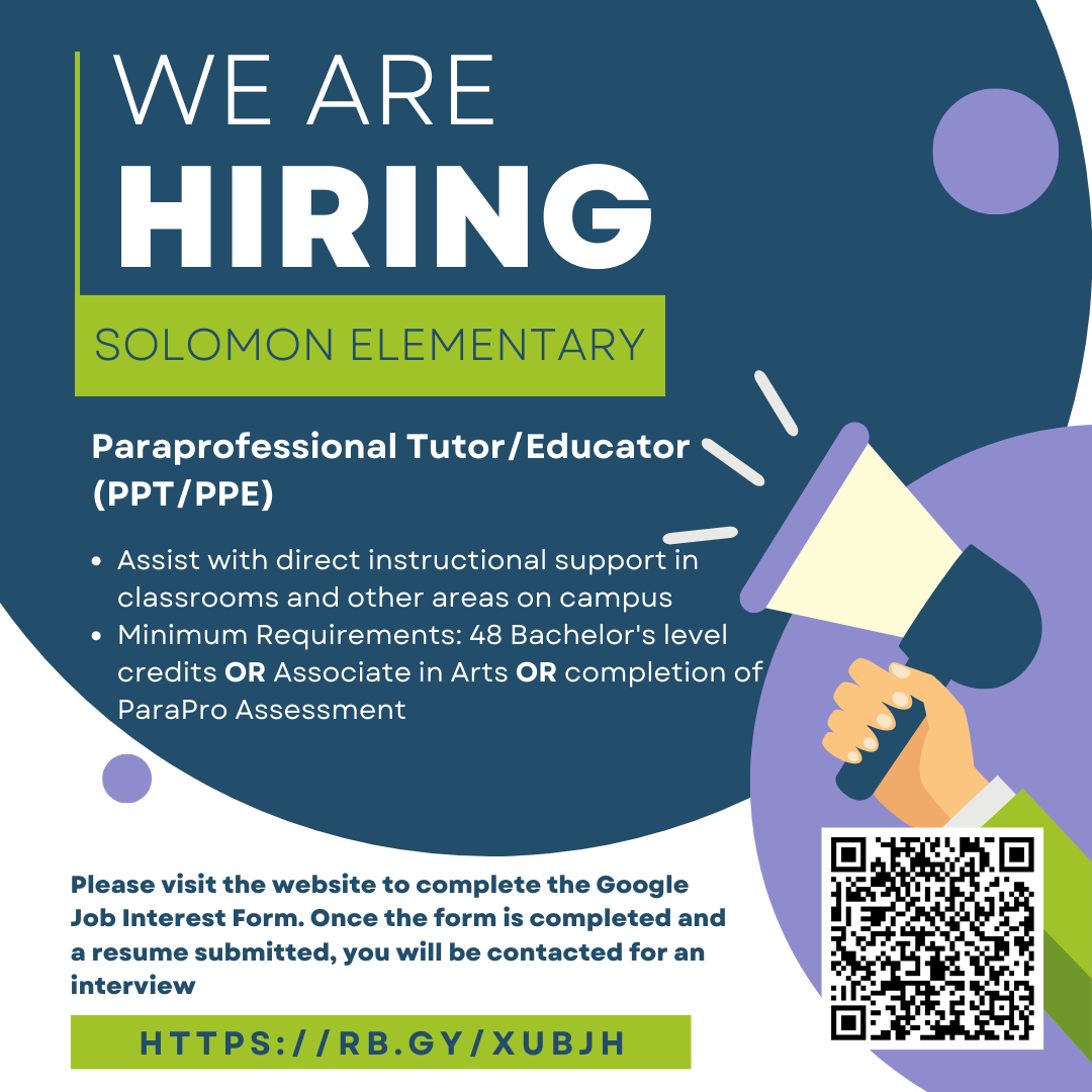 Paraprofessional Tutor/Educator Jobs Solomon Elementary School