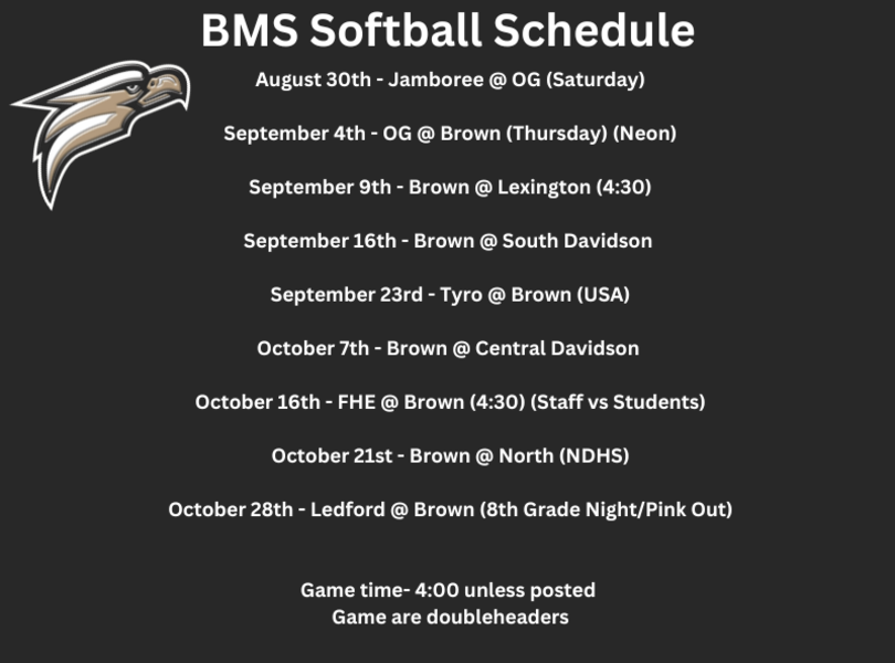 Softball Schedule