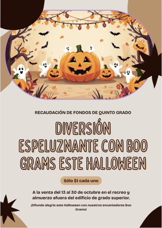 Los Boo Grams de quinto grado están a la venta el 13/10 por $1