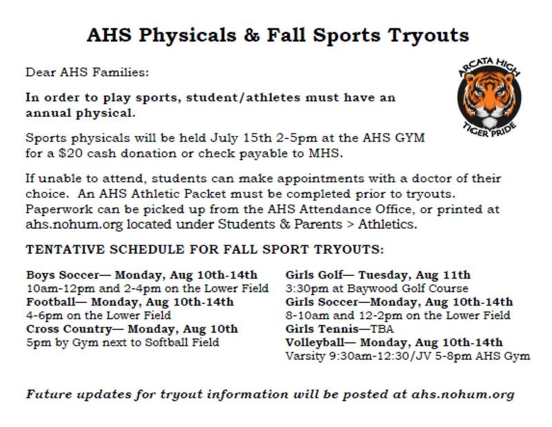 Sports Physicals, July 15th