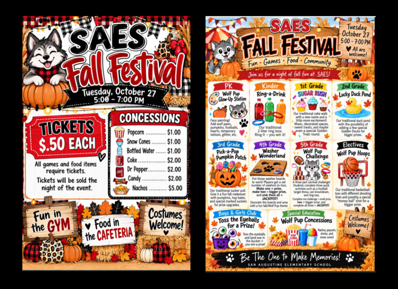 Elementary Fall Festival October 27th