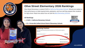 Two Students holding the Best Schools Award