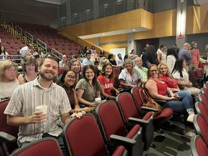 Staff gathering in the auditorium