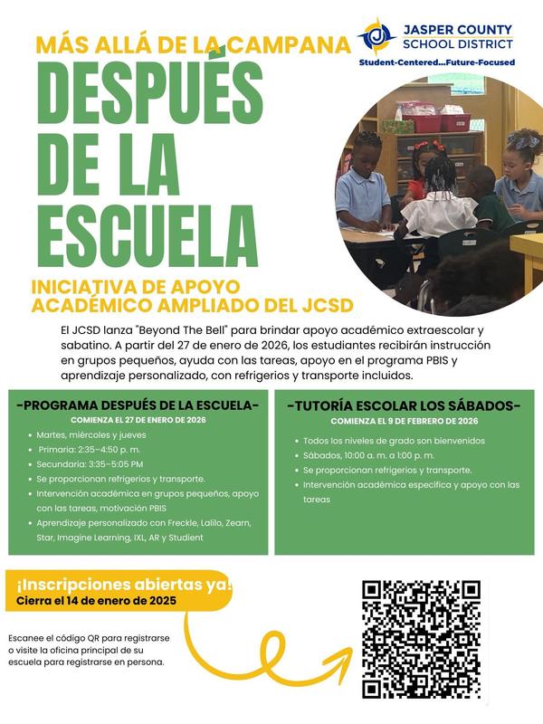 Jasper County School District Launches Beyond The Bell Academic Support Initiative Flyer - Spanish.jpeg