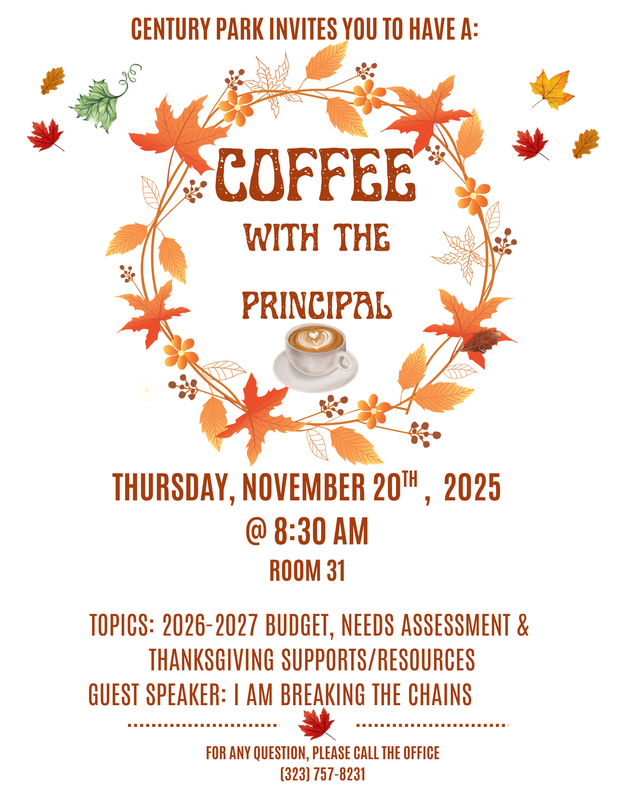 Coffee with the Principal - English