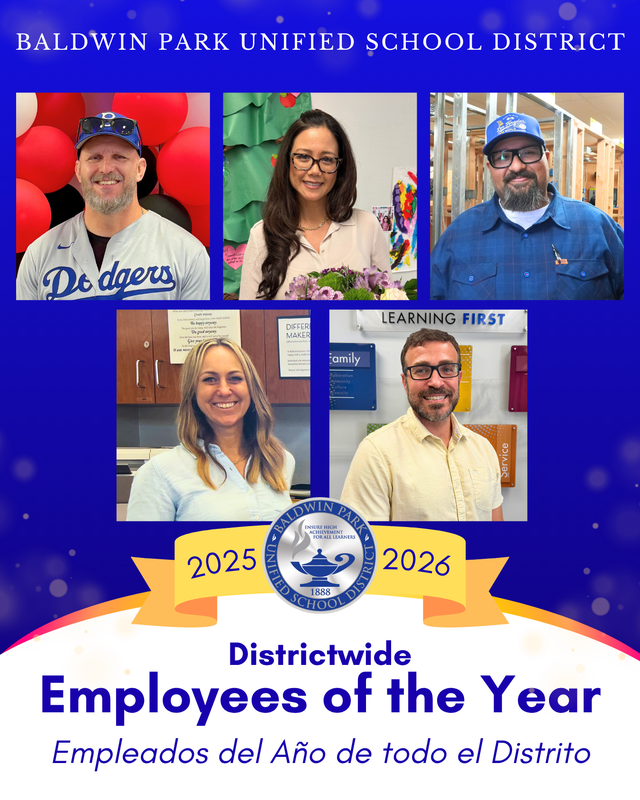 Photo graphic of the 2026 BPUSD Employees of the Year.
