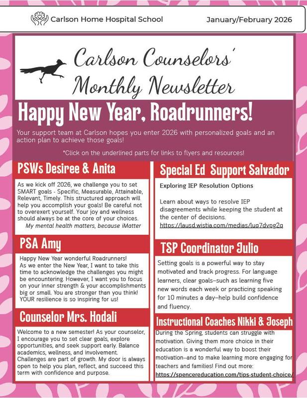 Carlson newsletter from the counselors