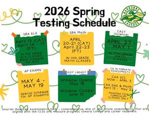 2026 Spring Testing Schedule
