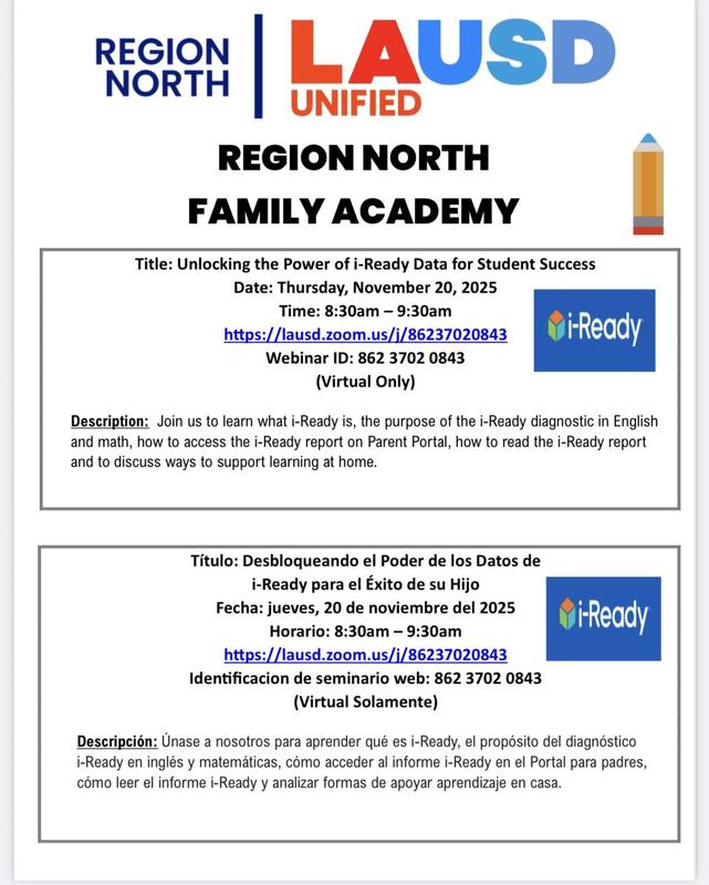 Flyer for unlocking the power of I ready / Folleto para desbloquear el poder