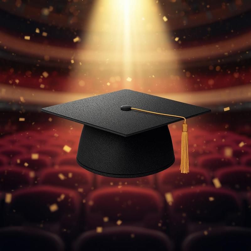 graduation cap with a spotlight on it