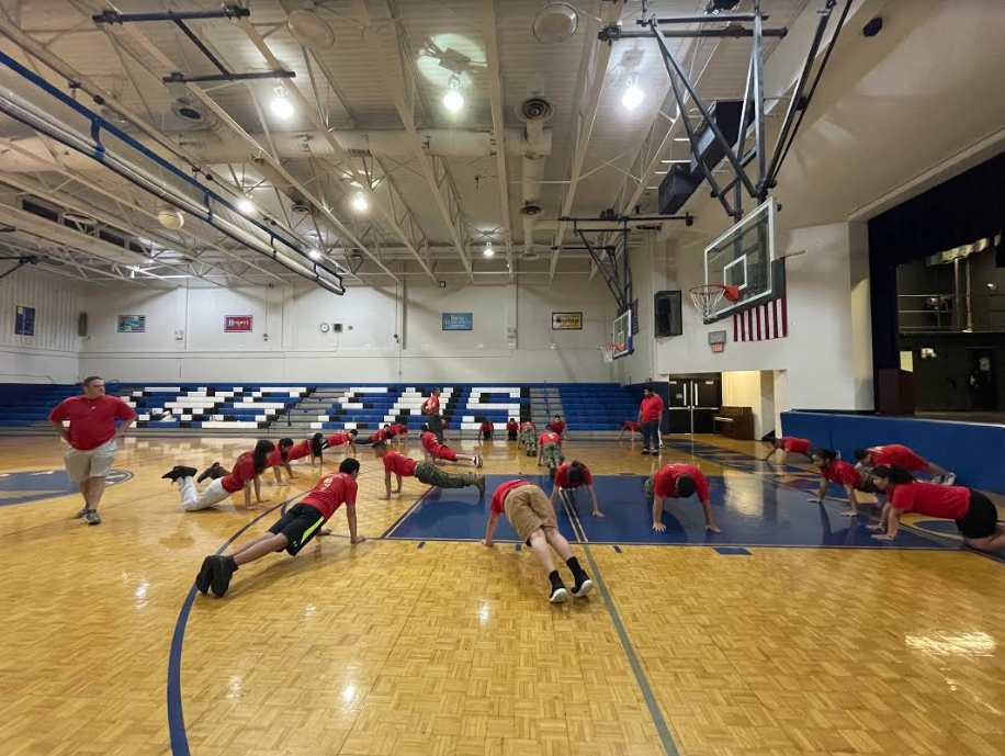 Young Marine Summer Program-Kids doing pushups