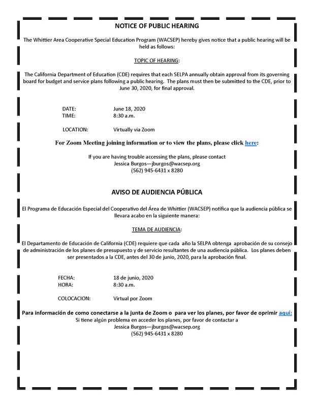 WACSEP Public Hearing Notice