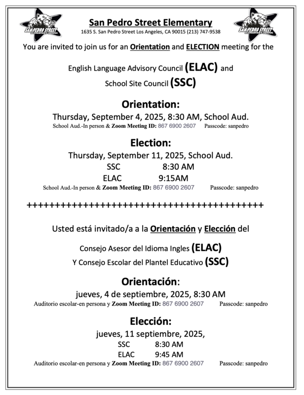 ELAC/SSC Orientation Flyer