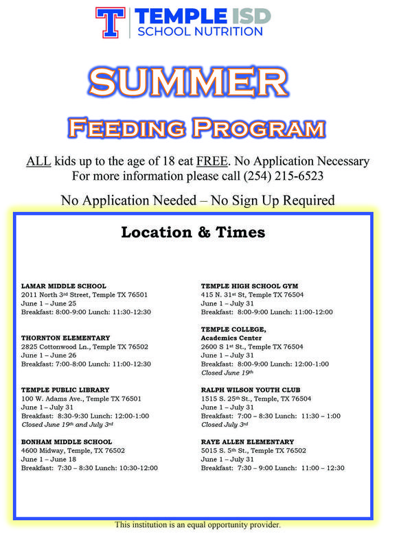 Summer Feeding Flyer - Information is in story