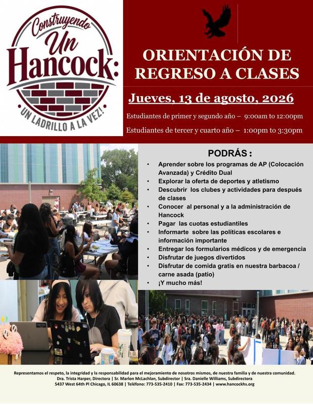 Orientation will be on August 13