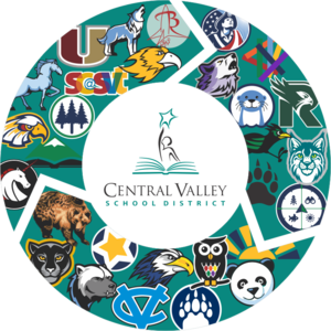 Circle logo with all schools mascots or logos grouped by learning communities.