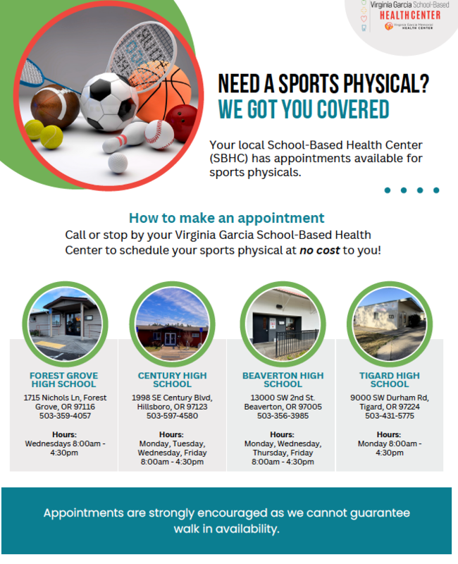 Sports Physicals at not cost at SBHC