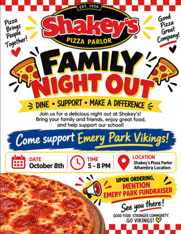 JOIN US FOR SHAKEY'S NIGHT AND SUPPORT EMERY PARK! Featured Photo