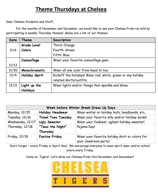 Theme Thursdays- November and December