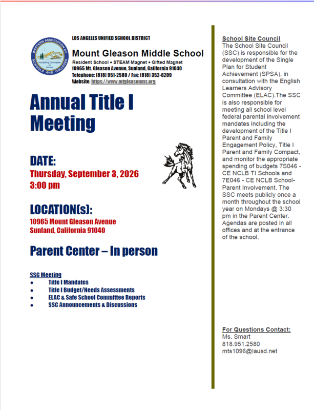 Title I meeting flyer