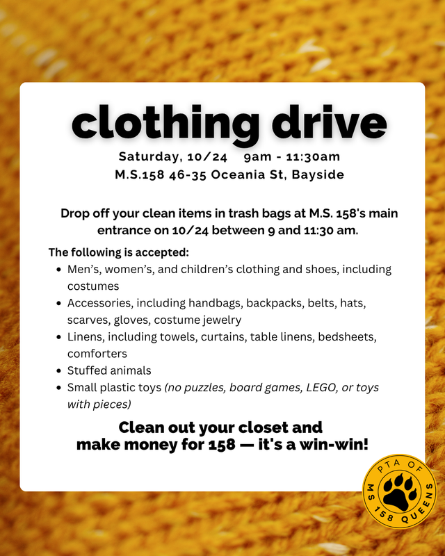 clothing drive list