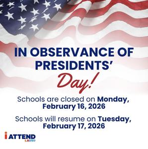 Presidents’ Day is Monday, February 16. No school.